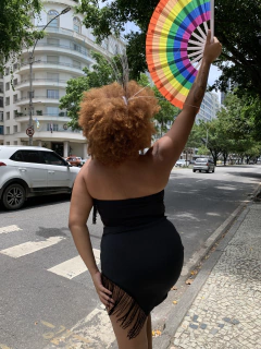 Saia Curta Franja Preta - comprar online