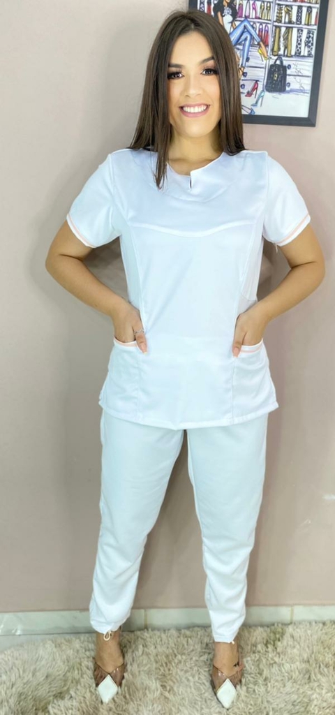 TRAD BRANCO VIES ROSA ( tecido gabardine PREMIUM)