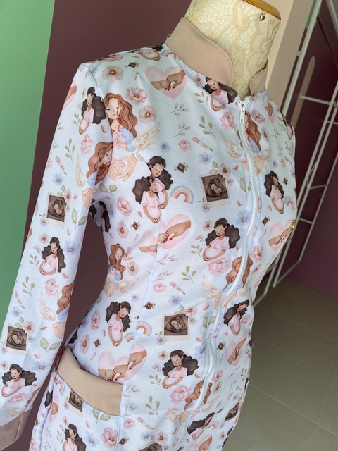 jaleco LIS Maternidade DETALHES NUDE