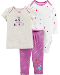 Carter's Set 3 Piezas Body, Remera y Pantalón "Princesa"