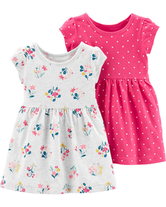Carter's Pack 2 Vestidos de jersey "Flores y lunares"
