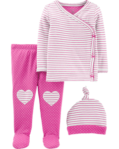 Carter's Set 3 Piezas Bata, pantalón y gorro "rayas"