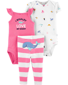 Carter's Set 3 piezas Bodys y pantalon "Ballena"