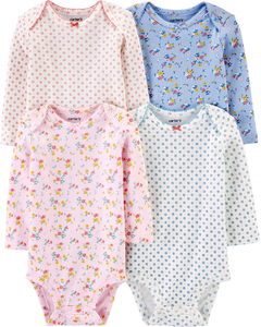 CARTER´S PACK 4 BODYS MANGAS LARGAS "FLORAL"