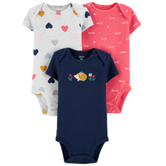 CARTER´S Pack 3 Bodys Mangas Cortas "Corazones"