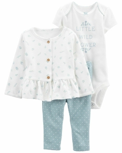 CARTER'S SET 3 PIEZAS BODY MANGAS CORTAS, CAMPERA Y PANTALON "RAMITOS"