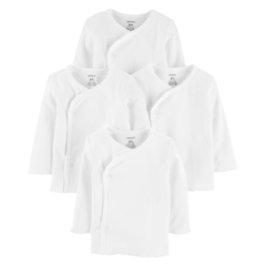 CARTER´S PACK 4 BATITAS BROCHES LATERALES "BLANCAS" - comprar online
