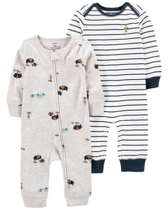 CARTER´S PACK 2 OSITO PIJAMA ALGODON CIERREY BOTONES "CACTUS"