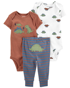 CARTER´S SET 3 PIEZAS BODYS Y PANTALON "DINOSAURIO"