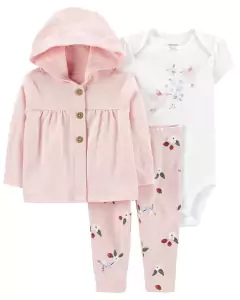 CARTER´S SET 3 PIEZAS BODY MANGAS CORTAS CAMPERA Y PANTALON "COLIBRI"