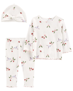 CARTER´S SET 3 PIEZAS REMERA MANGAS LARGAS GORRO Y PANTALON "COLIBRI"