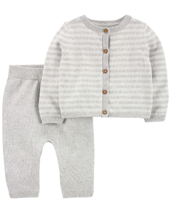 CARTER´S SET 2 PIEZAS CARDIGAN Y PANTALON "RAYADO GRIS"