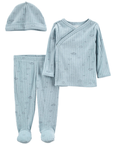 CARTER´S SET 3 PIEZAS BATITA GORRO Y PANTALON "CIELO"