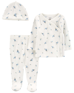 CARTER´S SET 3 PIEZAS BATITA GORRO Y PANTALON "FLORAL"