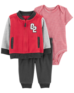 CARTER´S SET 3 PIEZAS BODY MANGAS CORTAS, CAMPERA Y PANTALON "VARSITY"