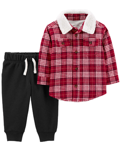 CARTER´S SET 2 PIEZAS CAMISA ESCOCESA Y PANTALON DE POLAR