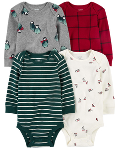 CARTER´S PACK 4 BODYS MANGAS LARGAS "PINGÜINOS"