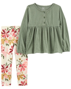 CARTER´S SET 2 PIEZAS REMERA MANGAS LARGAS Y CALZA "FLORAL"