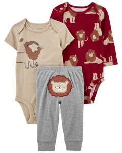 CARTER´S SET 3 PIEZAS BODY MANGAS LARGAS,BODY MANGAS CORTAS Y PANTALON "LEON"