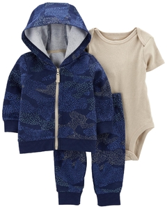 CARTER´S SET 3 PIEZAS BODY MANGAS CORTAS, CAMPERA Y PANTALON "CAMUFLADO AZUL"