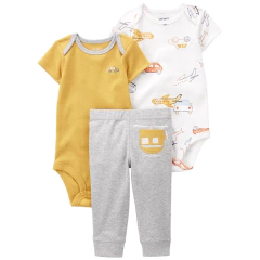 CARTER'S SET 3 PIEZAS BODIES MANGAS CORTAS Y PANTALÓN "HELICÓPTERO"