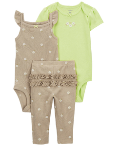 Carter's Set 3 Piezas Body Mangas Cortas Body Musculosa y Pantalón Margaritas