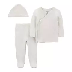 Carter's Set 3 Piezas Batita Mangas Largas, Pantalón y Gorro
