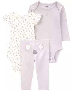 Carter's Set 3 Piezas Body mangas cortas Body mangas largas Pantalón Koala