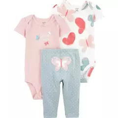 Carter's Set 3 Piezas Bodies mangas cortas Pantalón Mariposa