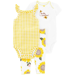 CARTER´S SET 3 PIEZAS BODY MANGAS CORTAS,BODY MUSCULOSA Y PANTALON"GIRASOLES"