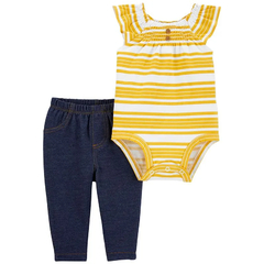 CARTER´S SET 2 PIEZAS BODY SIN MANGAS Y PANTALON "RAYAS"