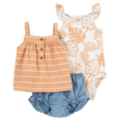 CARTER´S SET 3 PIEZAS BODY MUSCULOSA REMERA MUSCULOSA Y SHORT "TROPICAL"