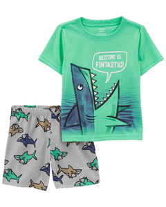 Carter's Set 2 Piezas Pijama Algodón Remera Mangas Cortas y Short