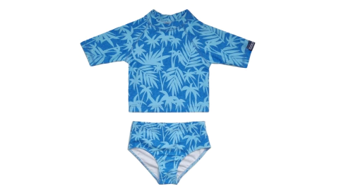 OCEAN5 SET REMERA Y BAÑADOR "PALMS CELESTE JASPEADO"