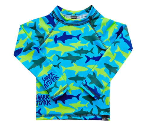 OCEAN5 - REMERA MANGAS LARGAS SHARK TANK CELESTE