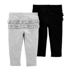 CARTER´S PACK 2 PANTALONES CON VOLADOS "NEGRO Y GRIS"