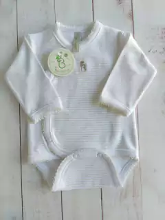 BODY CRUZADO PIMA MANGAS LARGAS "RAYITAS NATURAL"