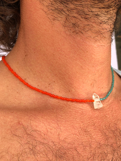 Gargantilha Miçanga Cristal Laranja e Azul - comprar online