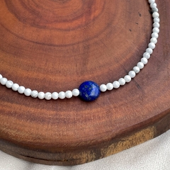 Gargantilha Howlita e Lapis Lazuli