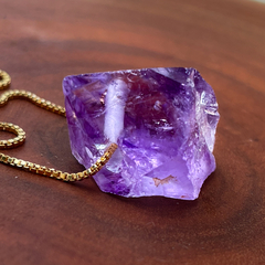 Colar Ametista Dourado - comprar online