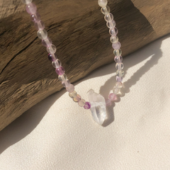 Gargantilha Fluorita e Cristal