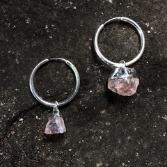 Brinco Quartzo Rosa Argola M