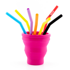 Canudo Dobrável de Silicone Infantil + Escovinha