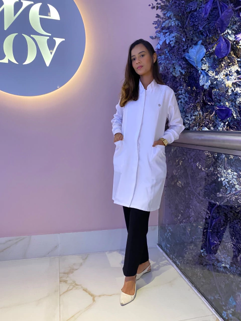 Jaleco Basic Feminino - Gola Padre - Branco