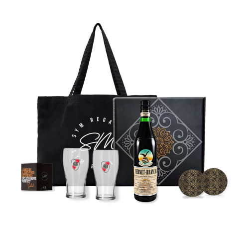 Fernet Branca Box Con Vasos Largos Con Escudo de River Plate - comprar online