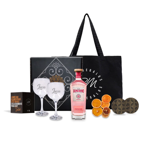 Gin Heredero Pink Experiencia Con Dos Copas Grabadas