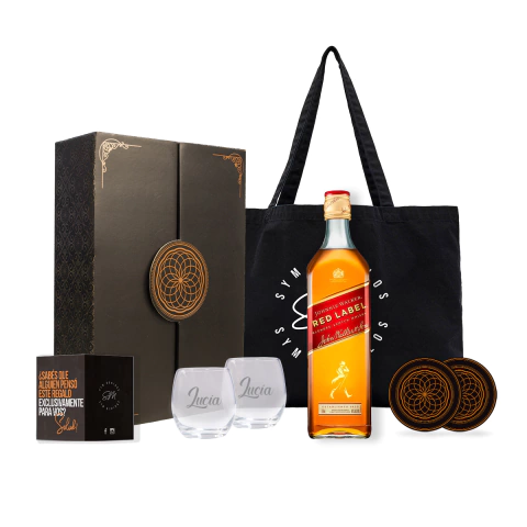 Johnnie Walker Red Label Experiencia Con Vasos Transparentes Grabados