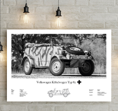 Lámina infográfica Volkswagen Kübelwagen en internet