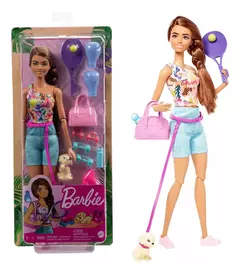 Muñeca Barbie Actividades Al Aire Libre Tenis Cachorro - comprar online