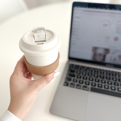 Vaso Térmico con tapa click (crema)